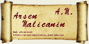 Arsen Malićanin vizit kartica